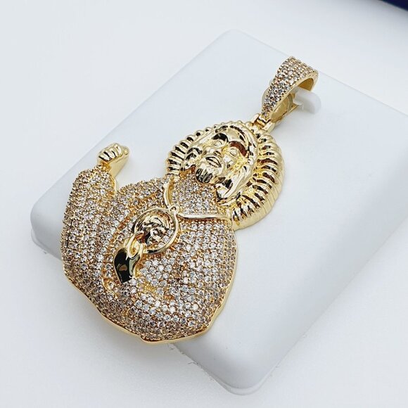 14K Gold Plated Cubic Zircon Pendant, EVBRS648 - Picture 7 of 11